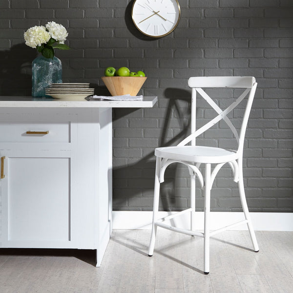 Vintage Series X Back Counter Chair - Antique White - 179-B300524-AW