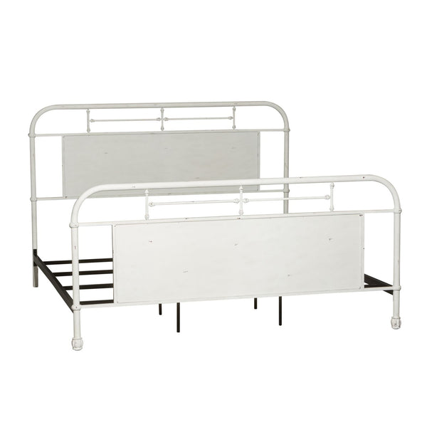 King Metal Bed - Antique White - 179-BR15HFR-AW