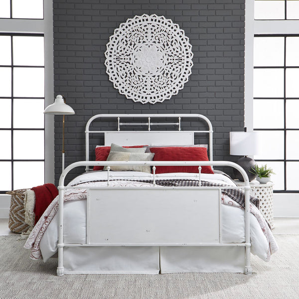 King Metal Bed - Antique White - 179-BR15HFR-AW