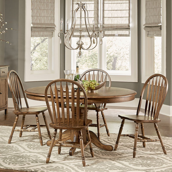 Carolina Crossing 5 Piece Pedestal Table Set - 186-CD-5PDS