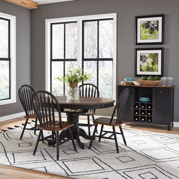 Carolina Crossing 5 Piece Pedestal Table Set- Black - 186B-CD-5PDS