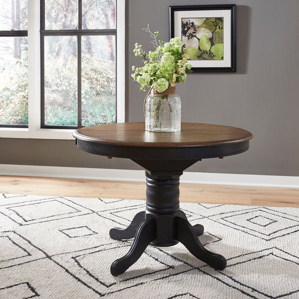 Carolina Crossing Pedestal Table Set- Black - 186B-CD-PED