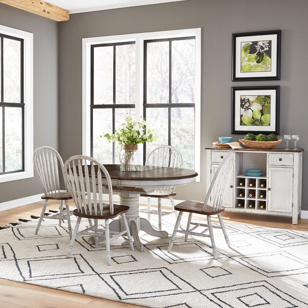 Carolina Crossing 5 Piece Pedestal Table Set- White - 186W-CD-5PDS