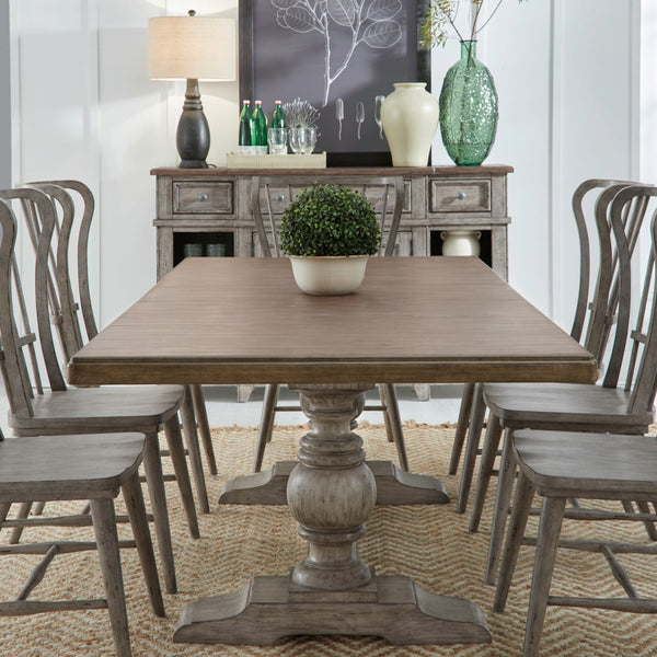 River Place 9 Piece Trestle Table Set - 237G-DR-9TRS