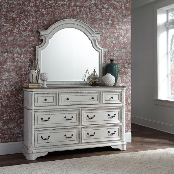 Magnolia Manor King Uph Bed, Dresser & Mirror, Chest - 244-BR-KUBDMC