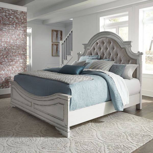 Magnolia Manor King Uph Bed, Dresser & Mirror, Chest, Night Stand - 244-BR-KUBDMCN
