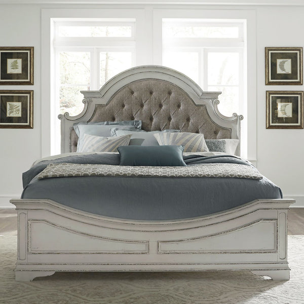 Magnolia Manor King Uph Bed, Dresser & Mirror, Night Stand - 244-BR-KUBDMN
