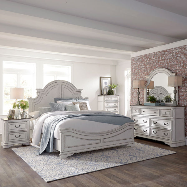 Magnolia Manor Queen Panel Bed, Dresser & Mirror, Chest, Night Stand - 244-BR-QPBDMCN