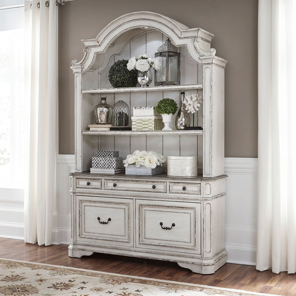 Magnolia Manor Opt Credenza & Hutch - 244-HOJ-OCHS