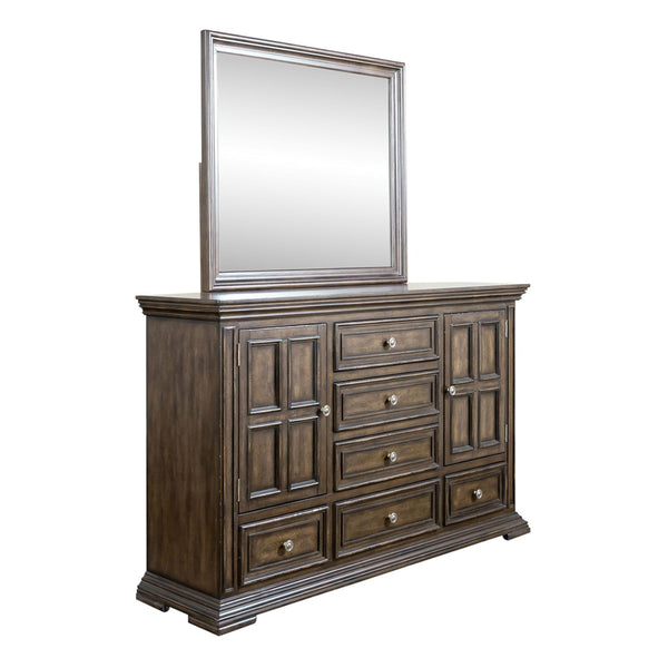 Big Valley King Panel Bed, Dresser & Mirror, Chest