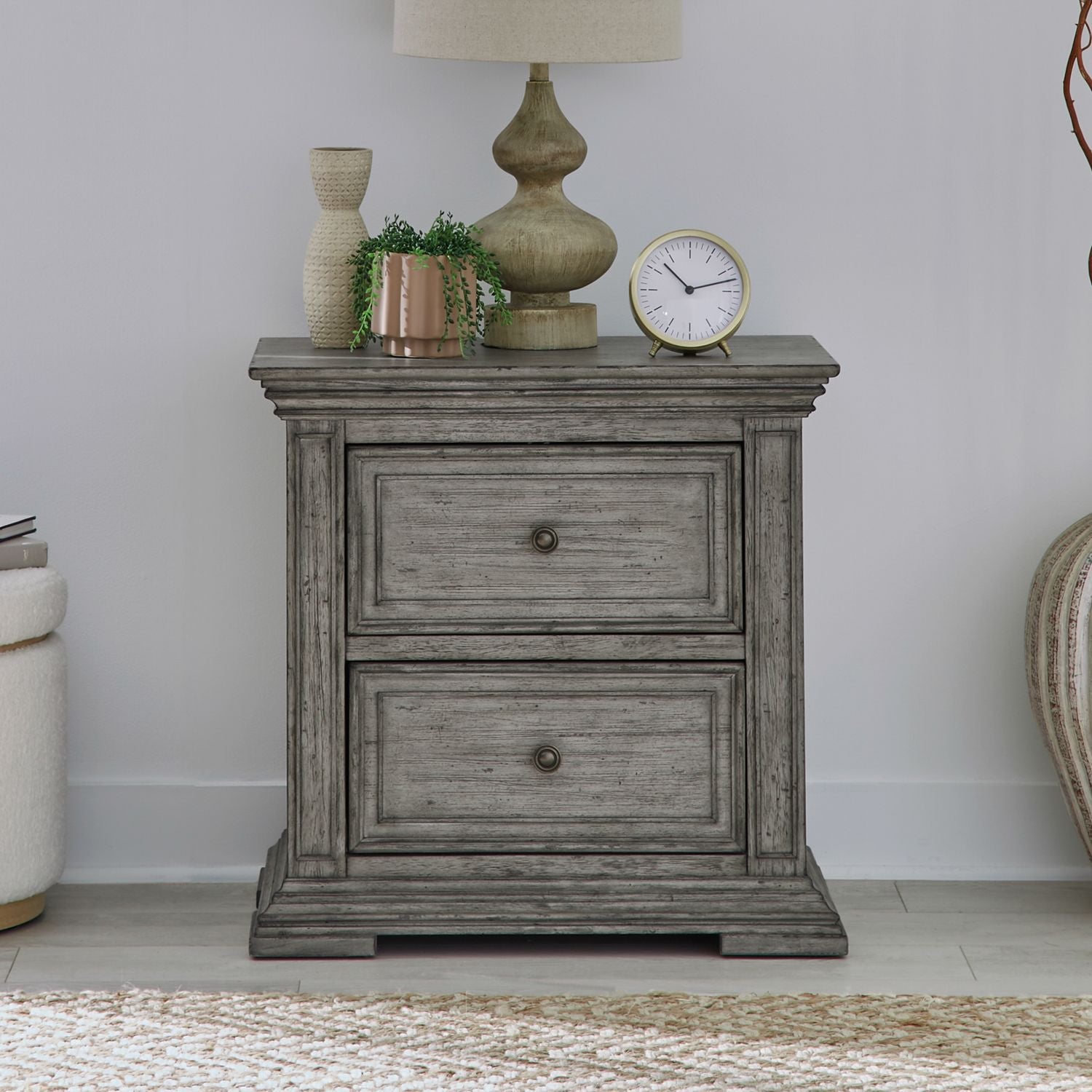 Big Valley 2 Drawer Night Stand w/ Charging Station