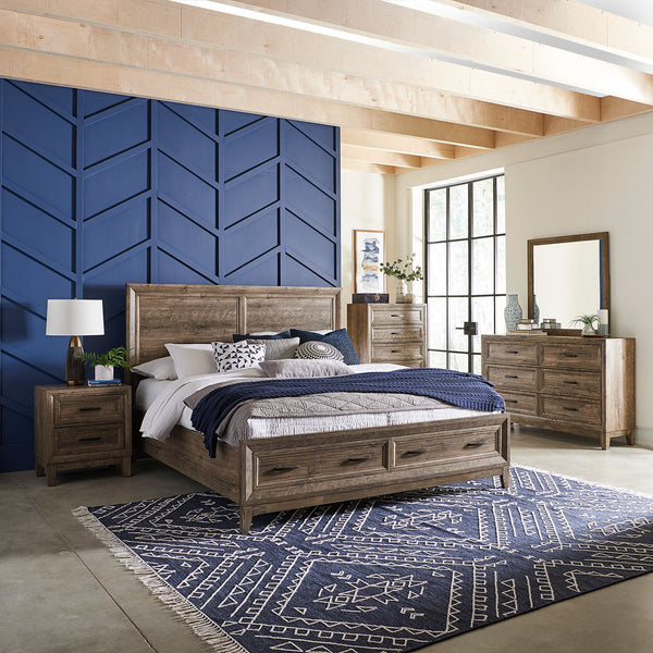 Ridgecrest King Storage Bed, Dresser & Mirror, Chest, Night Stand - 384-BR-KSBDMCN