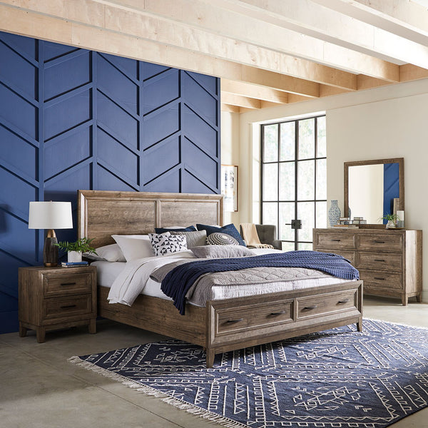 Ridgecrest Queen Storage Bed, Dresser & Mirror, Night Stand - 384-BR-QSBDMN
