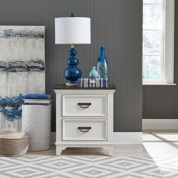 Allyson Park 2 Drawer Night Stand w/ Charging Station - 417-BR60