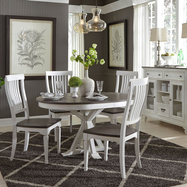 Allyson Park 5 Piece Pedestal Table Set - 417-DR-5PDS