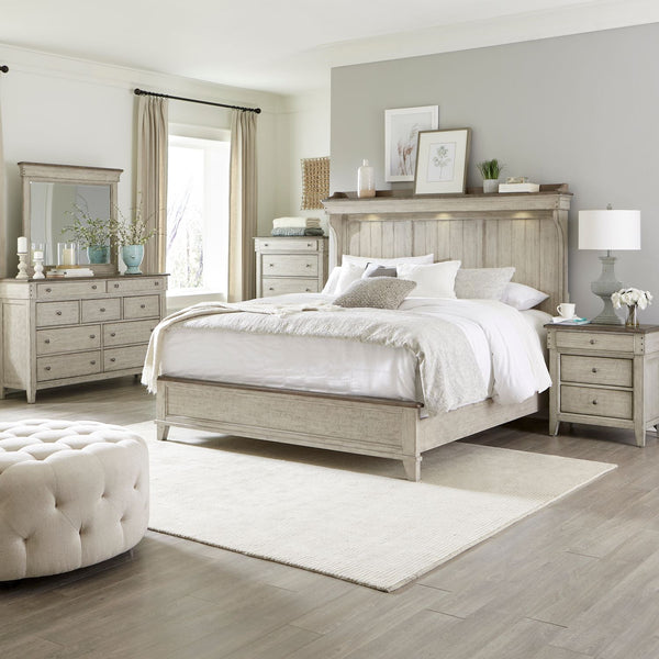 Ivy Hollow King Mantle Bed, Dresser & Mirror, Chest, Night Stand - 457-BR-KMTDMCN