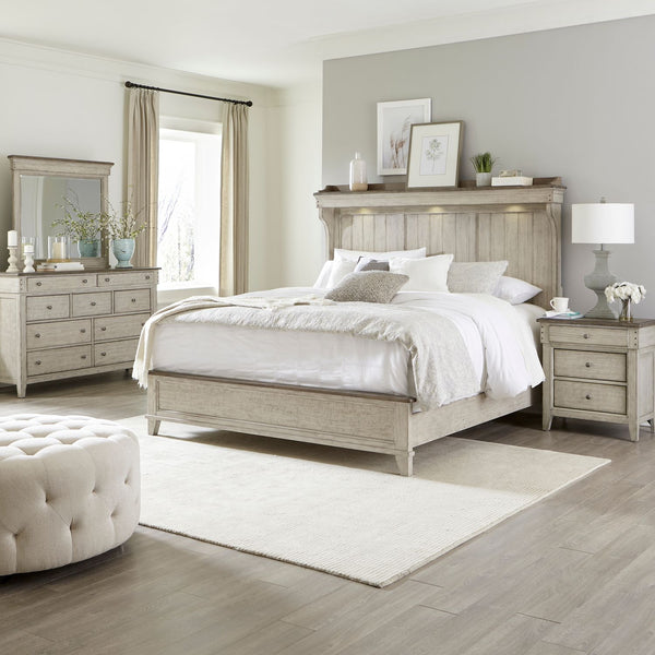Ivy Hollow King Mantle Bed, Dresser & Mirror, Night Stand - 457-BR-KMTDMN