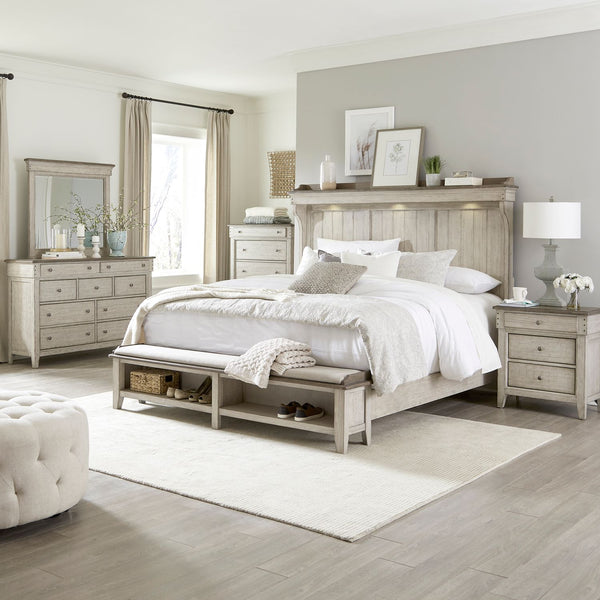 Ivy Hollow Queen Mantle Storage Bed, Dresser & Mirror, Chest, Night Stand - 457-BR-QMSDMCN