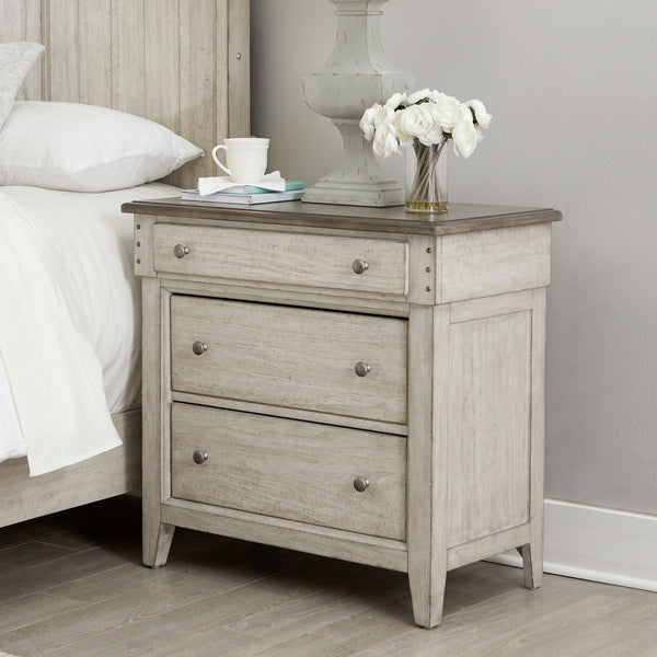Ivy Hollow 3 Drawer Bedside Chest w/ Charging Station - 457-BR62