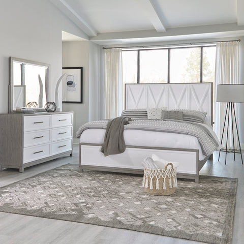 Palmetto Heights 499-BR-KPBDM King Panel Bed, Dresser & Mirror