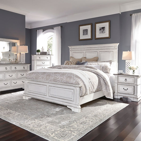 Abbey Park King California Panel Bed, Dresser & Mirror, Chest, Night Stand - 520-BR-CPBDMCN