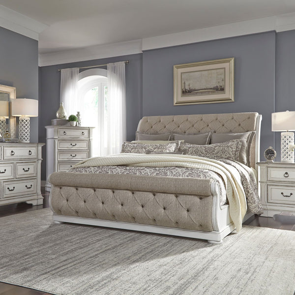 Abbey Park King California Sleigh Bed, Dresser & Mirror, Chest, Night Stand - 520-BR-CSLDMCN