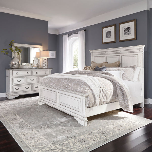 Abbey Park King Panel Bed, Dresser & Mirror - 520-BR-KPBDM