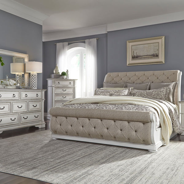 Abbey Park King Uph Sleigh Bed, Dresser & Mirror, Chest - 520-BR-KUSLDMC