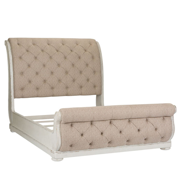 Abbey Park King Uph Sleigh Bed, Dresser & Mirror, Night Stand - 520-BR-KUSLDMN