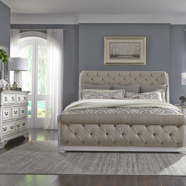 Abbey Park Queen Uph Sleigh Bed, Dresser & Mirror - 520-BR-QUSLDM