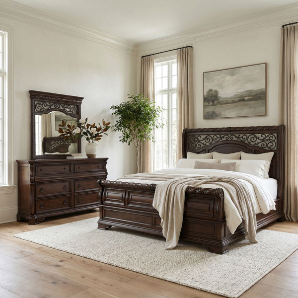 Arbor Place King Sleigh Bed, Dresser & Mirror - 575-BR-KSLDM