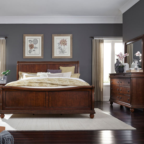 Rustic Traditions King California Sleigh Bed, Dresser & Mirror - 589-BR-KCSDM