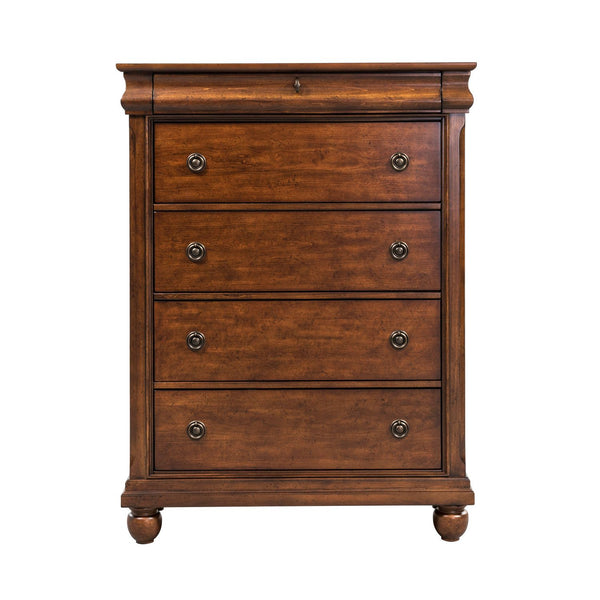 Rustic Traditions Queen Sleigh Bed, Dresser & Mirror, Chest - 589-BR-QSLDMC