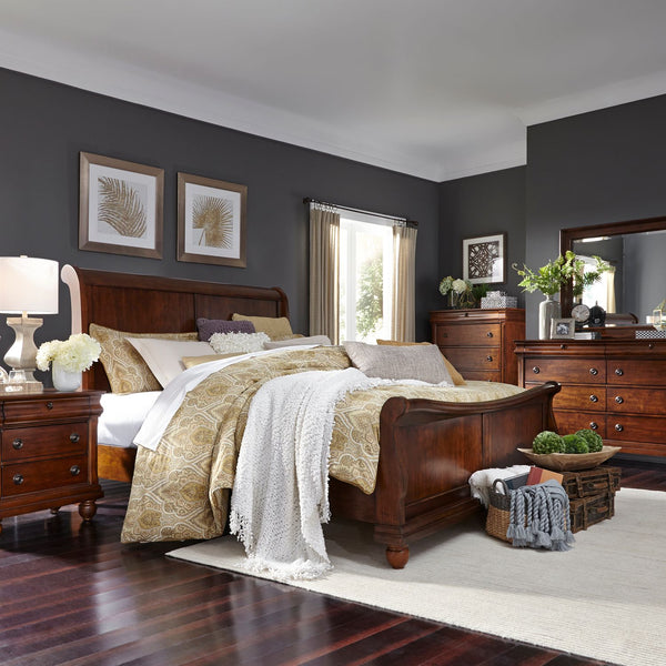 Rustic Traditions Queen Sleigh Bed, Dresser & Mirror, Chest, Night Stand - 589-BR-QSLDMCN