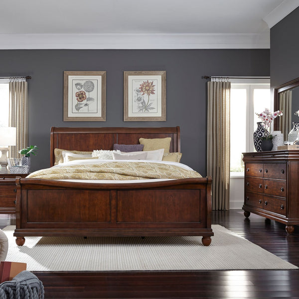 Rustic Traditions Queen Sleigh Bed, Dresser & Mirror, Night Stand - 589-BR-QSLDMN