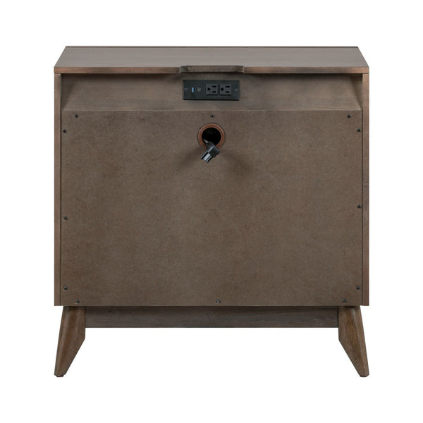 Century Modern Nightstand w/ Charging Station - 604-BR61