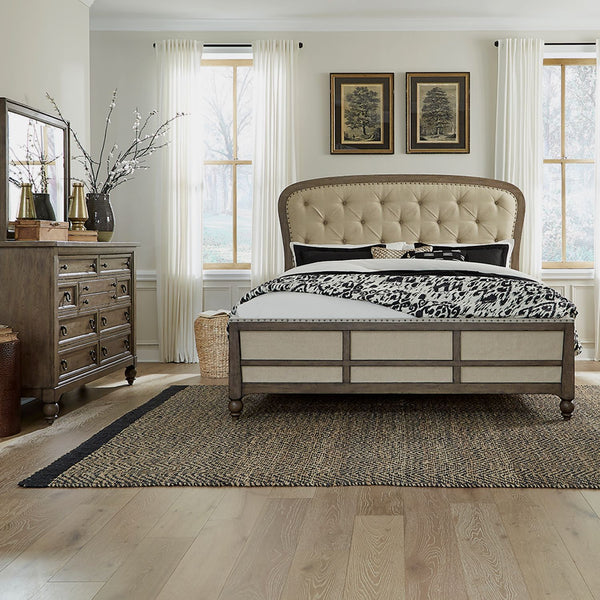 Americana Farmhouse King Shelter Bed, Dresser & Mirror - 615-BR-KSHDM