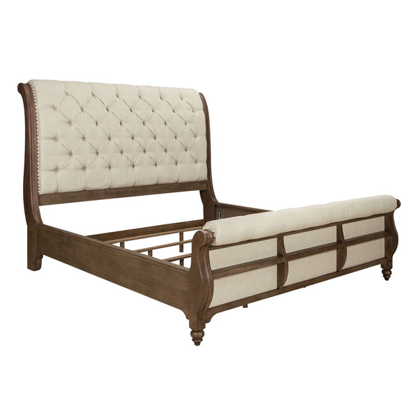 Americana Farmhouse King Sleigh Bed, Dresser & Mirror, Chest - 615-BR-KSLDMC