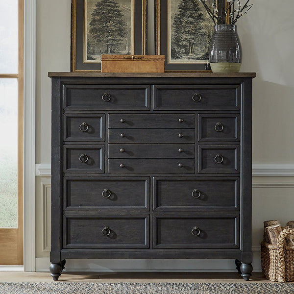 Americana Farmhouse 12 Drawer Chesser - Black - 615-BR32-B