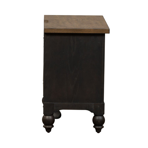 Americana Farmhouse 2 Drawer Night Stand w/ Charging Station - Black - 615-BR61-B