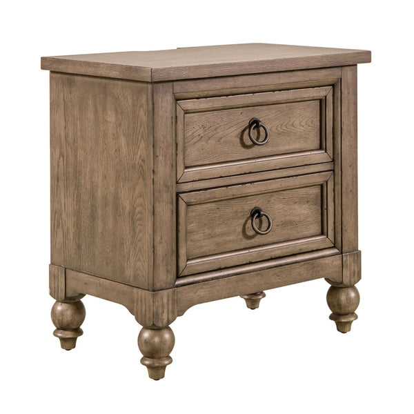 Americana Farmhouse 2 Drawer Night Stand w/ Charging Station - 615-BR61