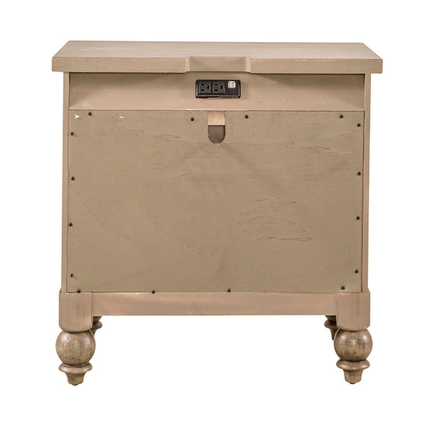 Americana Farmhouse 2 Drawer Night Stand w/ Charging Station - 615-BR61