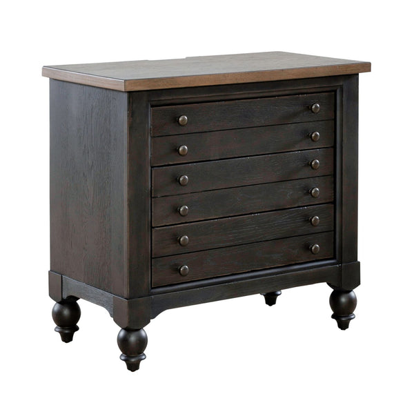 Americana Farmhouse Bedside Chest w/ Charging Station - Black - 615-BR62-B