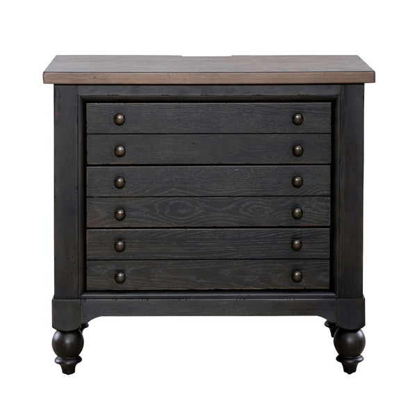 Americana Farmhouse Bedside Chest w/ Charging Station - Black - 615-BR62-B
