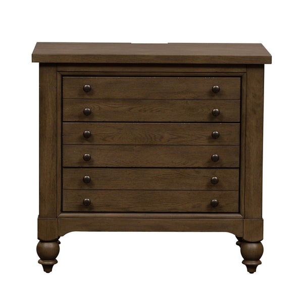Americana Farmhouse Bedside Chest w/ Charging Station - 615-BR62