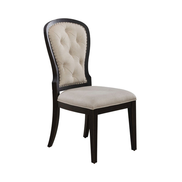 Americana Farmhouse Uph Tufted Back Side Chair - Black - 615-C0501S-B