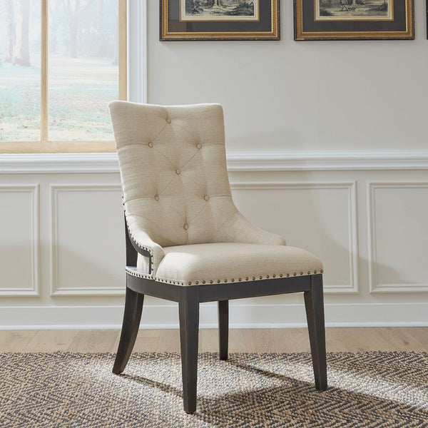 Americana Farmhouse Uph Shelter Side Chair- Black (RTA) - 615-C6501S-B