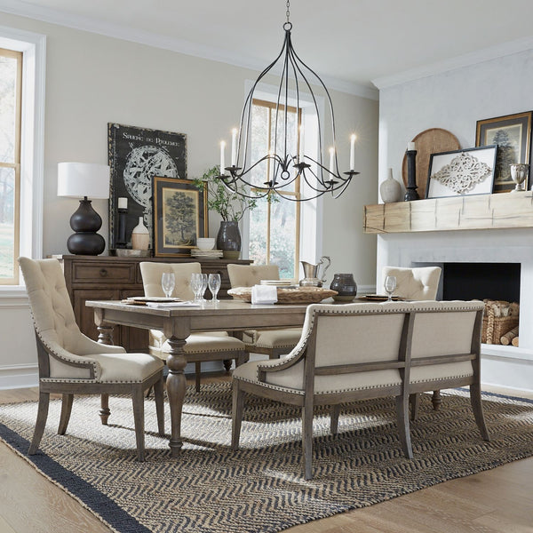 Americana Farmhouse 6 Piece Leg Table Set - 615-DR-6LTS