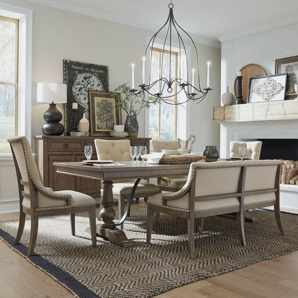 Americana Farmhouse 6 Piece Trestle Table Set - 615-DR-6TRS