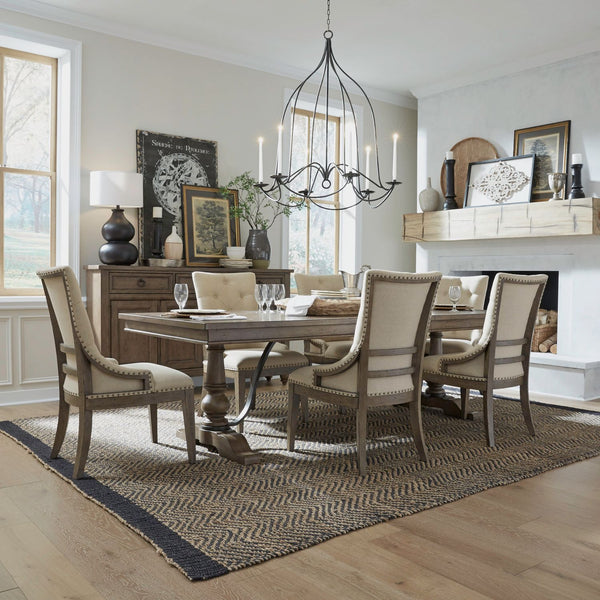 Americana Farmhouse 7 Piece Trestle Table Set - 615-DR-7TRS